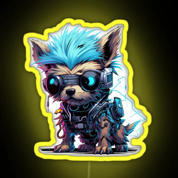 Cyberpunk Small Dog In Neon Colors RGB Neon Sign