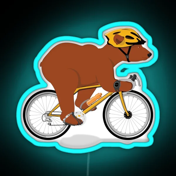 Cycling Grizzly Bear Brown Bear RGB Neon Sign