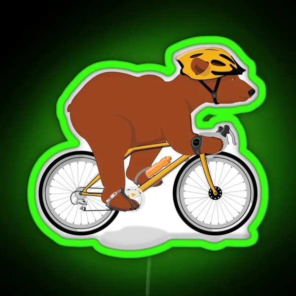 Cycling Grizzly Bear Brown Bear RGB Neon Sign