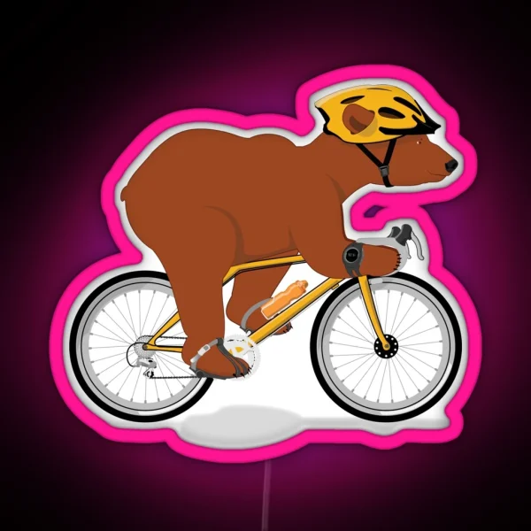 Cycling Grizzly Bear Brown Bear RGB Neon Sign