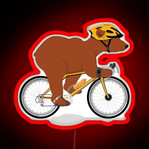 Cycling Grizzly Bear Brown Bear RGB Neon Sign