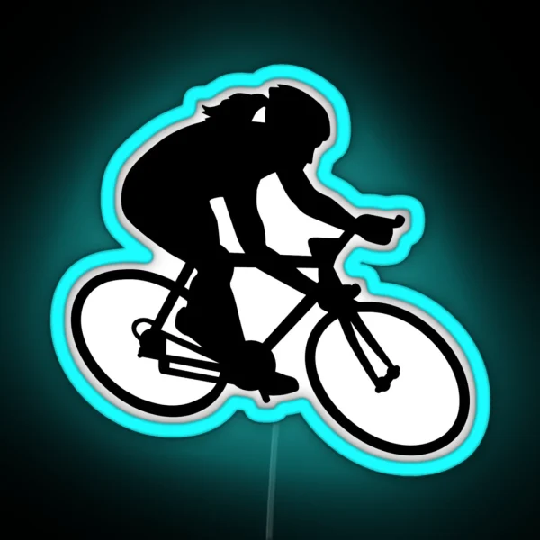 Cycling Woman Girl RGB Neon Sign
