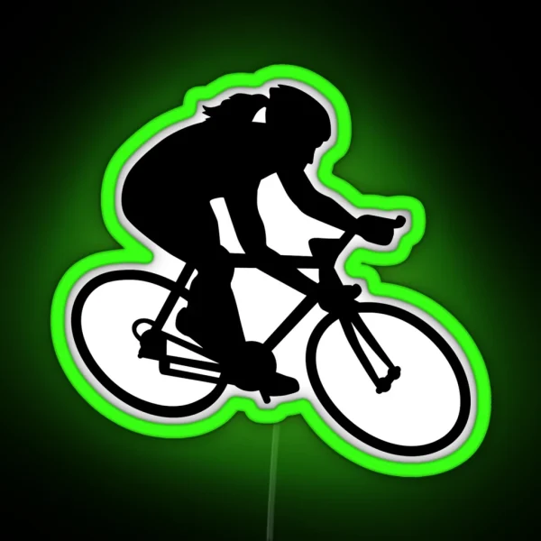 Cycling Woman Girl RGB Neon Sign