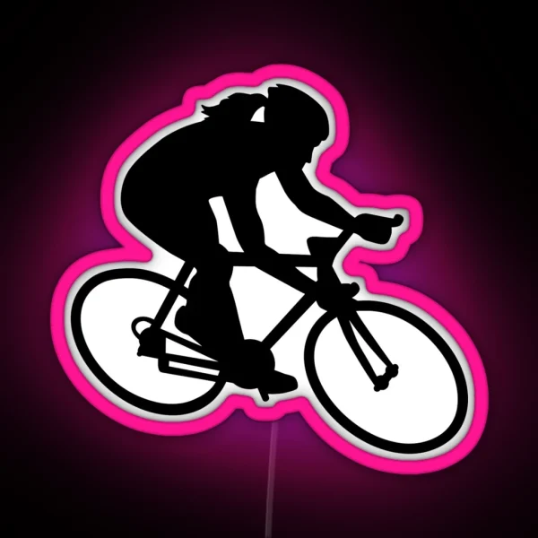 Cycling Woman Girl RGB Neon Sign