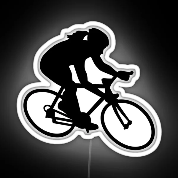 Cycling Woman Girl RGB Neon Sign