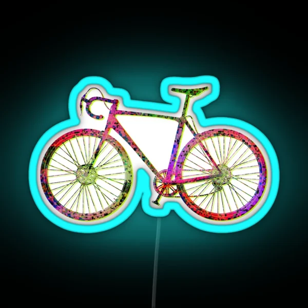 Cyclocross Bicycle Glitch RGB Neon Sign