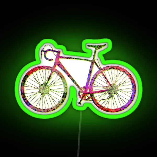 Cyclocross Bicycle Glitch RGB Neon Sign