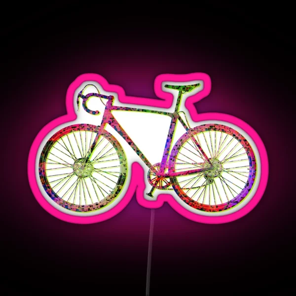 Cyclocross Bicycle Glitch RGB Neon Sign