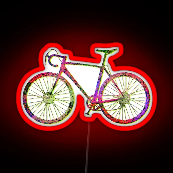 Cyclocross Bicycle Glitch RGB Neon Sign