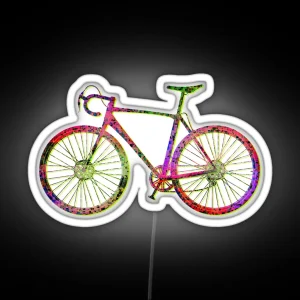 Cyclocross Bicycle Glitch RGB Neon Sign