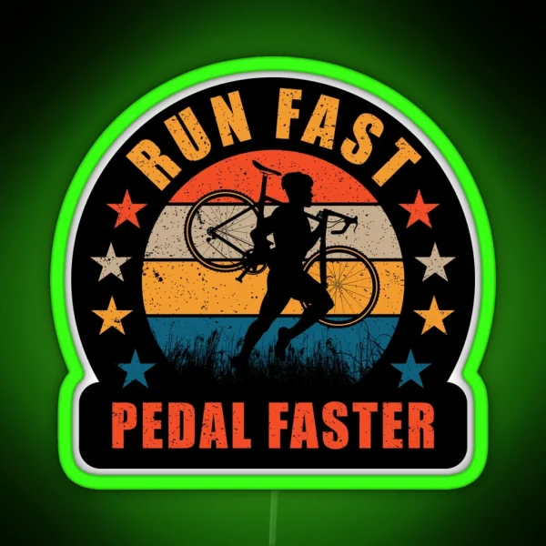 Cyclocross Run Fast Pedal Faster Gravel Bicycle Cyclist RGB Neon Sign