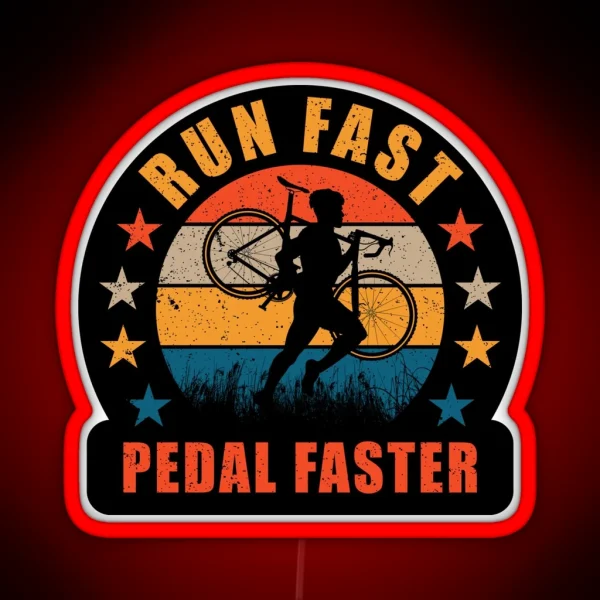 Cyclocross Run Fast Pedal Faster Gravel Bicycle Cyclist RGB Neon Sign
