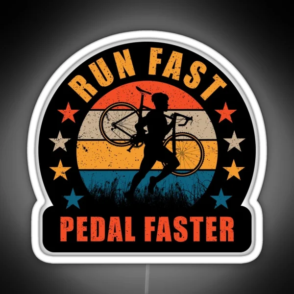 Cyclocross Run Fast Pedal Faster Gravel Bicycle Cyclist RGB Neon Sign