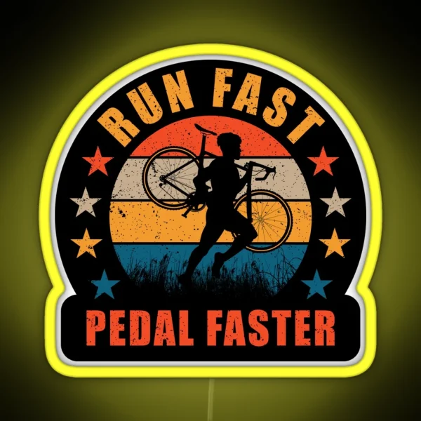 Cyclocross Run Fast Pedal Faster Gravel Bicycle Cyclist RGB Neon Sign