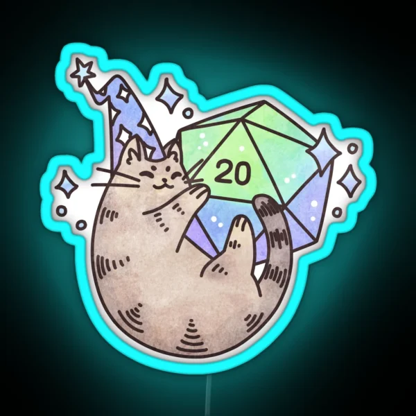D20 Merlin Cat RGB Neon Sign