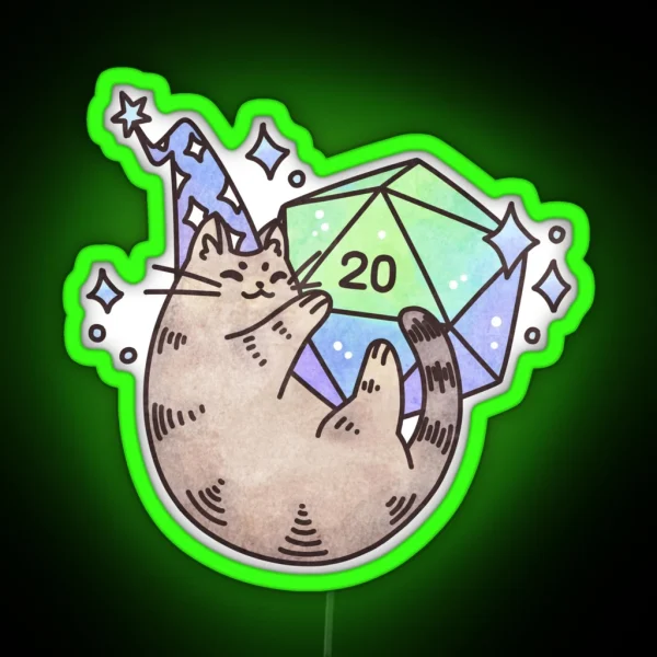D20 Merlin Cat RGB Neon Sign