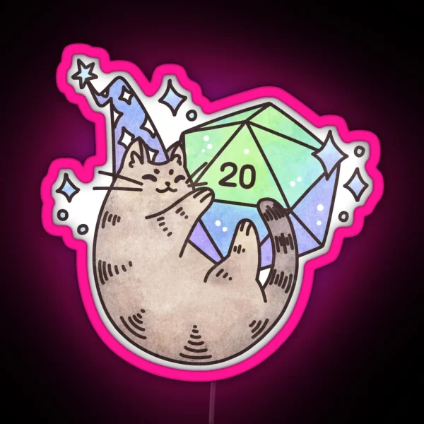 D20 Merlin Cat RGB Neon Sign