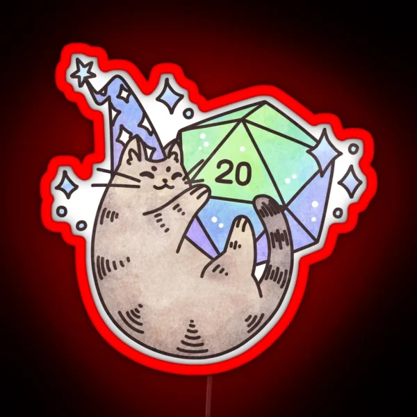 D20 Merlin Cat RGB Neon Sign