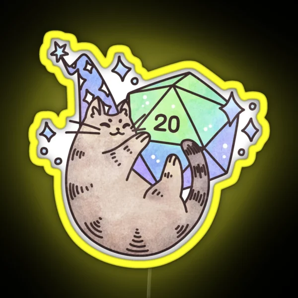 D20 Merlin Cat RGB Neon Sign