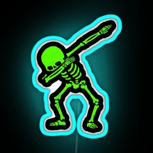 Dabbing Skeleton Green RGB Neon Sign