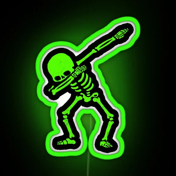 Dabbing Skeleton Green RGB Neon Sign