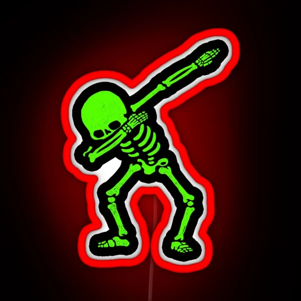 Dabbing Skeleton Green RGB Neon Sign