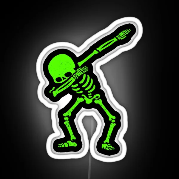 Dabbing Skeleton Green RGB Neon Sign