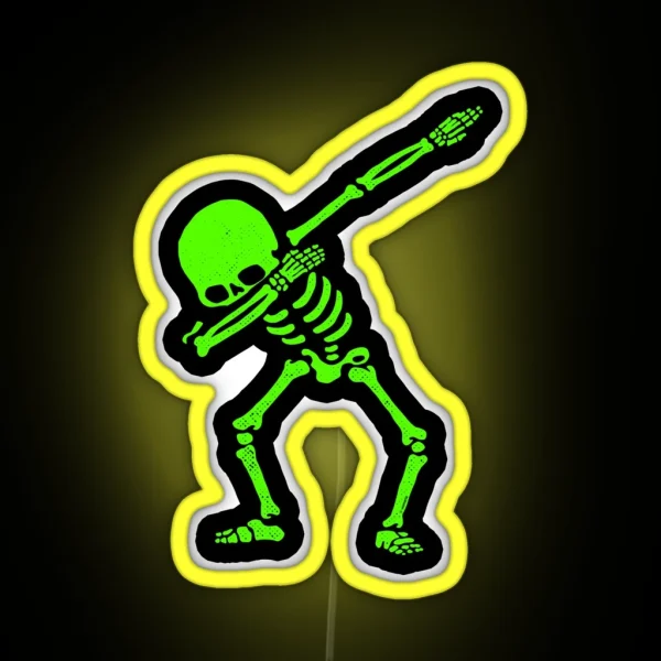 Dabbing Skeleton Green RGB Neon Sign