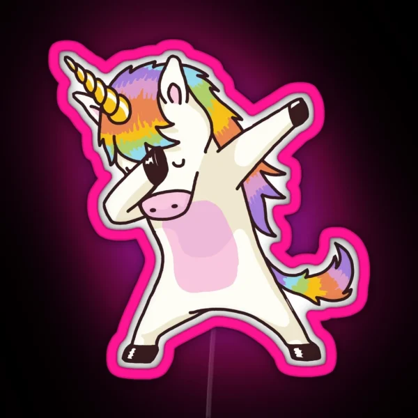 Dabbing Unicorn Led Hip Hop Dab Pose RGB Neon Sign