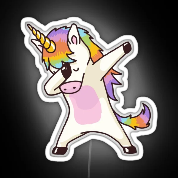 Dabbing Unicorn Led Hip Hop Dab Pose RGB Neon Sign