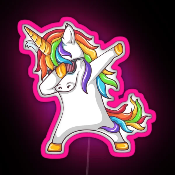 Dabbing Unicorn RGB Neon Sign