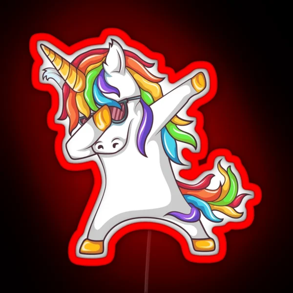 Dabbing Unicorn RGB Neon Sign