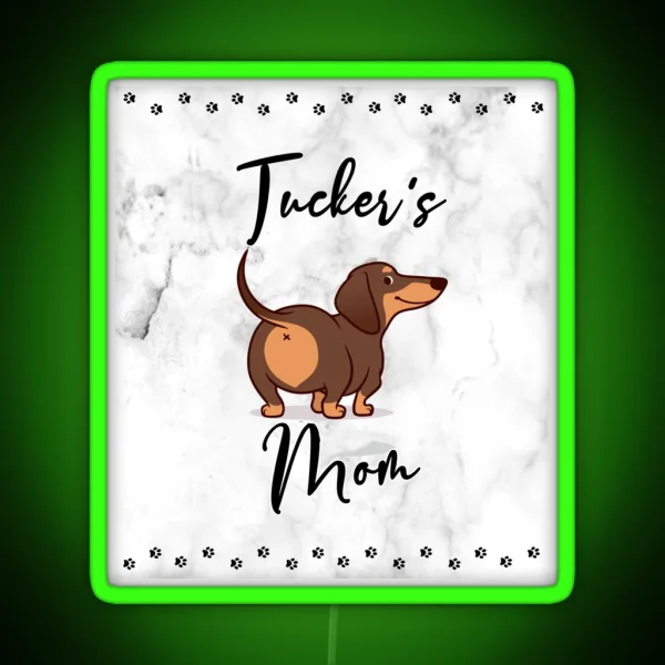 Dachshund Mom Love Style Marble RGB Neon Sign