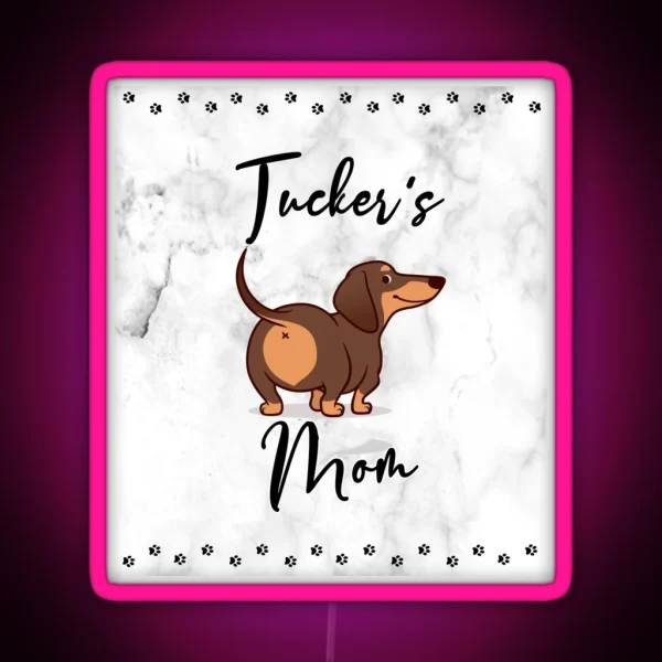 Dachshund Mom Love Style Marble RGB Neon Sign