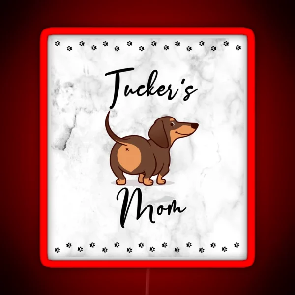 Dachshund Mom Love Style Marble RGB Neon Sign