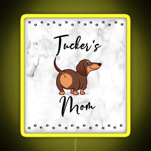Dachshund Mom Love Style Marble RGB Neon Sign