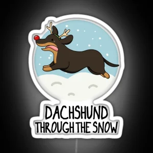 Dachshund Through The Snow Funny Christmas Puns RGB Neon Sign