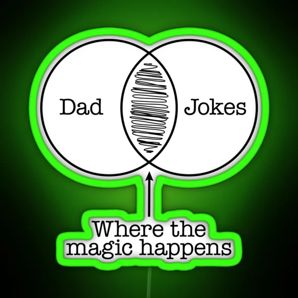 Dad Jokes Venn Diagram Funny Father S Day RGB Neon Sign