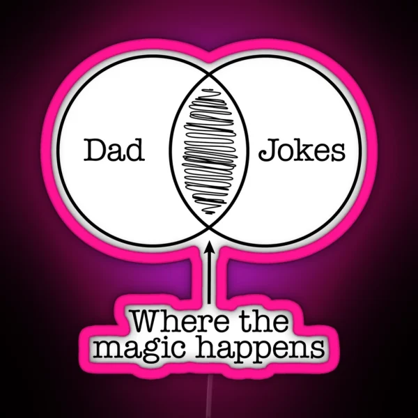 Dad Jokes Venn Diagram Funny Father S Day RGB Neon Sign