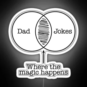 Dad Jokes Venn Diagram Funny Father S Day RGB Neon Sign