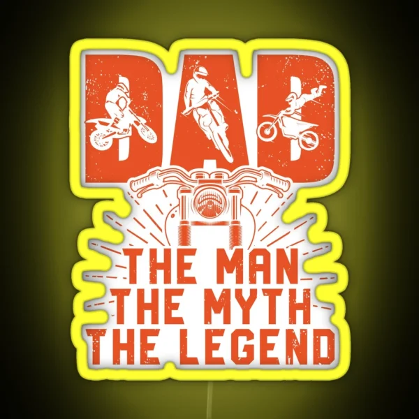 Dad The Man The Myth The Legend Led Motorcycle Dad Led Motocross Dad Led Dirt Bike Dad Led Motorbike Dad Led Biker Dad Led RGB Neon Sign