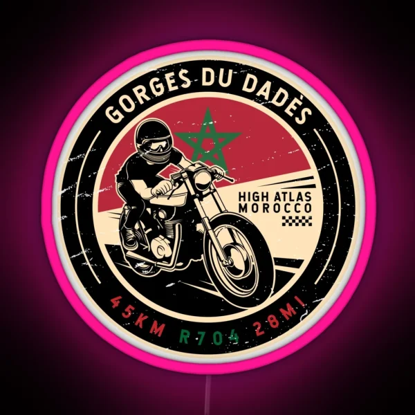 Dades Gorge Morocco Motorcycle RGB Neon Sign