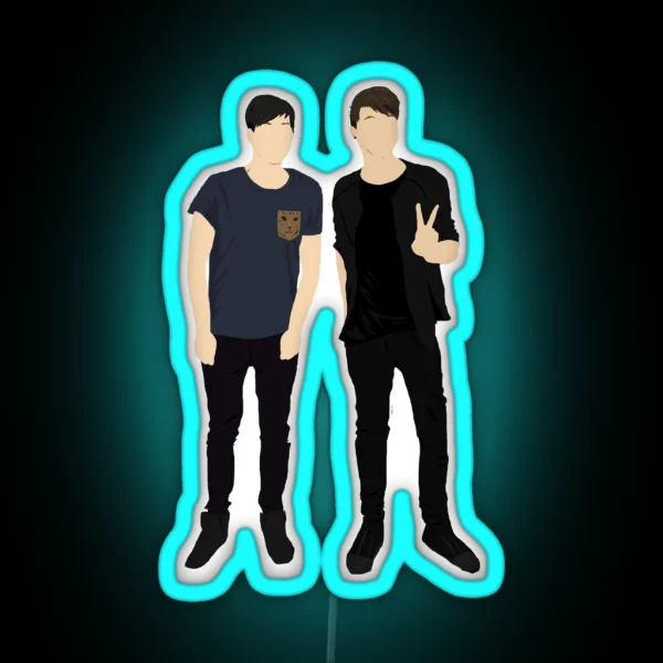 Dan And Phil Silhouettes RGB Neon Sign