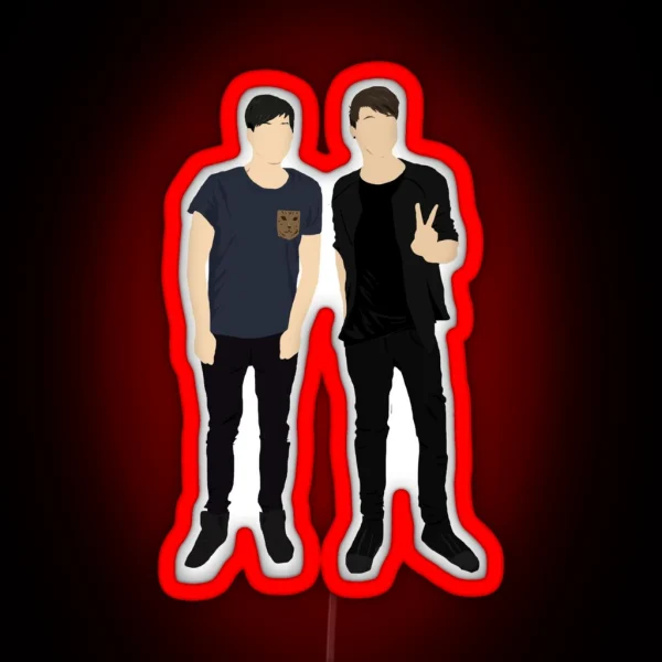 Dan And Phil Silhouettes RGB Neon Sign