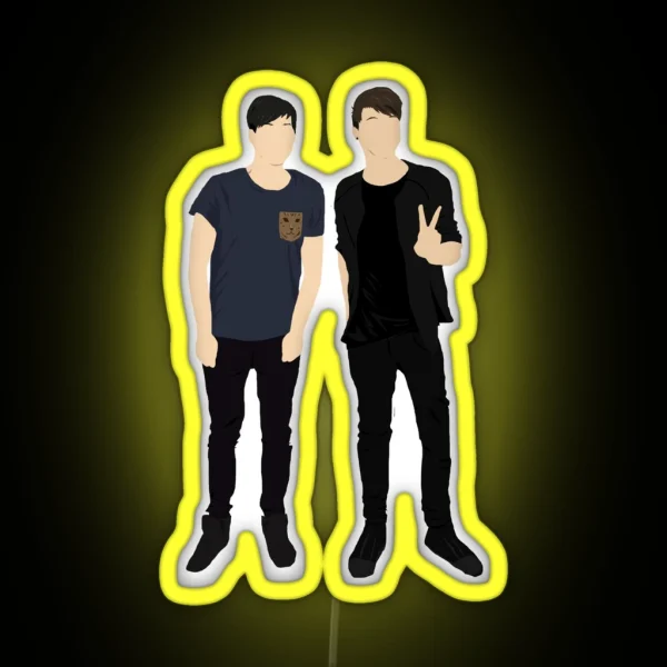 Dan And Phil Silhouettes RGB Neon Sign