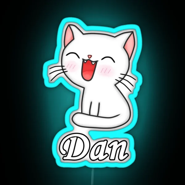 Dan Cute Cat RGB Neon Sign