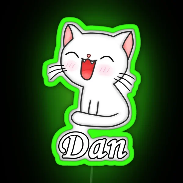 Dan Cute Cat RGB Neon Sign