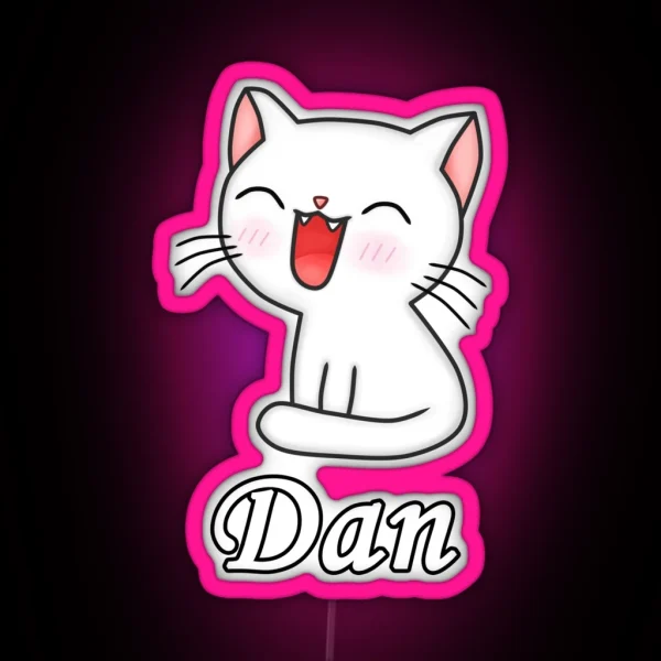 Dan Cute Cat RGB Neon Sign