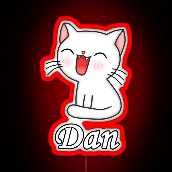 Dan Cute Cat RGB Neon Sign
