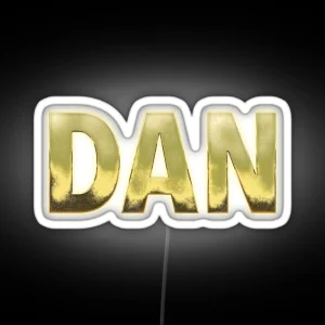 Dan Name Solid Gold Text Design RGB Neon Sign